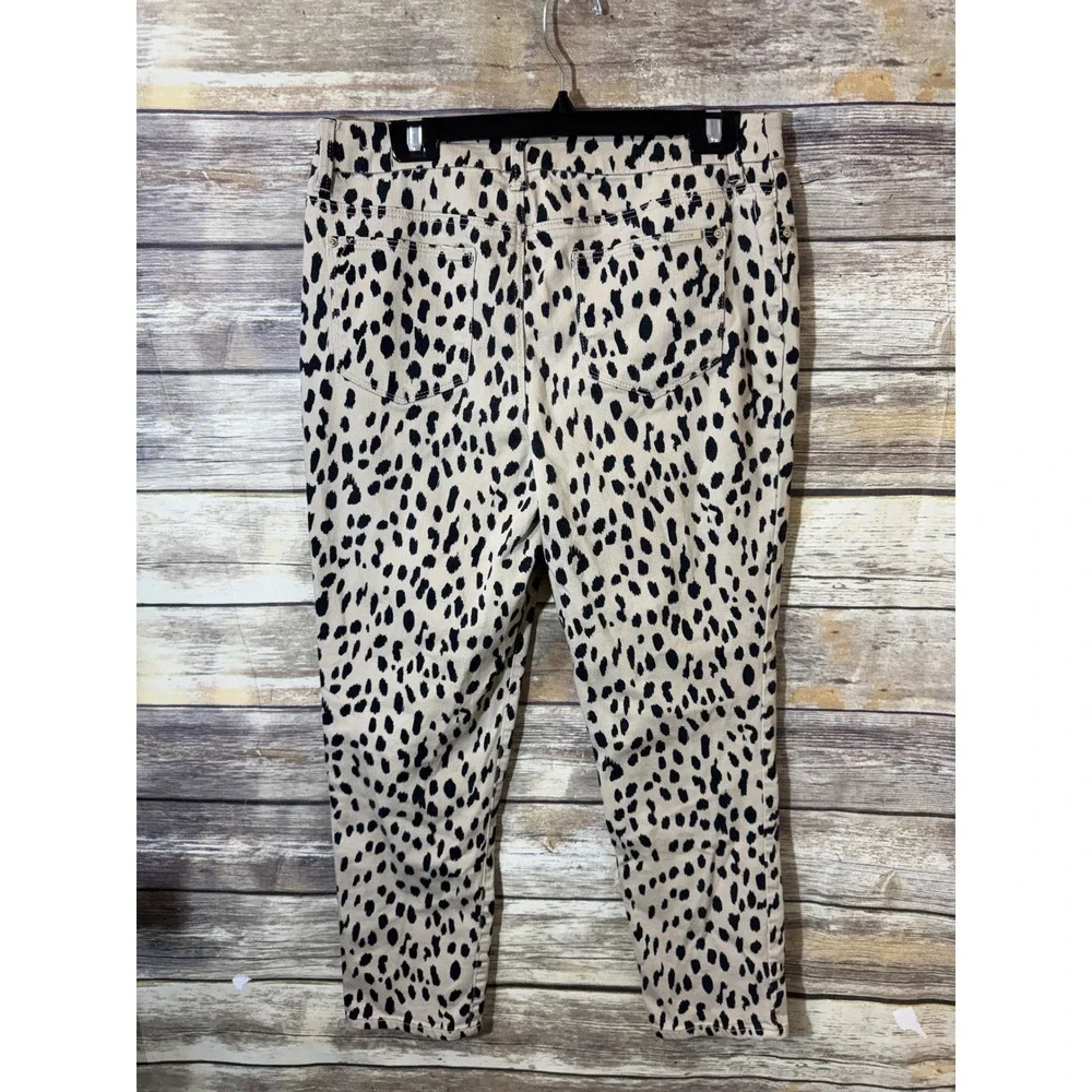Chico's So Slimming Girlfriend Slim Leg Ankle Jeans Animal Print Tan Black 8 1